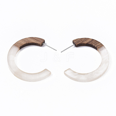 Resin & Walnut Wood Stud Earring Findings RESI-R425-01-A03-1