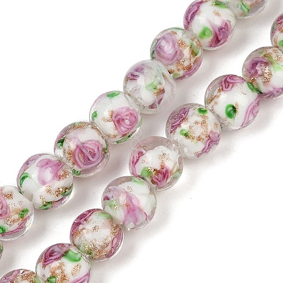 Handmade Glod Sand Lampwork Beads Strands LAMP-B028-03J-10mm-1