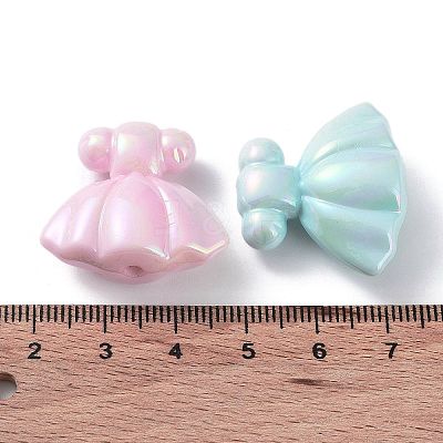 UV Plating Rainbow Iridescent Acrylic Beads OACR-A029-06-1