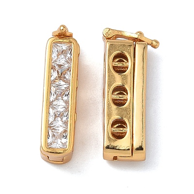 925 Sterling Silver Cubic Zirconia Twister Clasps STER-WH0007-28B-G-1