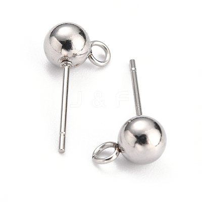 Non-Tarnish 304 Stainless Steel Ball Post Stud Earring Findings X-STAS-Z035-02P-E-1