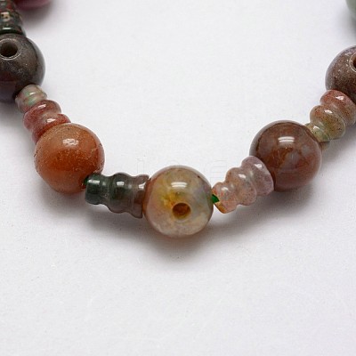 Natural Indian Agate 3-Hole Guru Bead Strands G-K149-15-1
