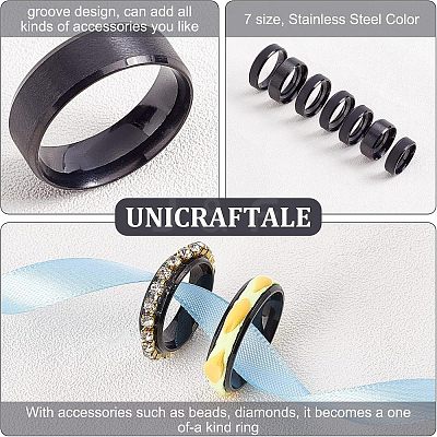 14Pcs 7 Size 201 Stainless Steel Plain Band Ring for Men Women RJEW-DC0001-06A-1