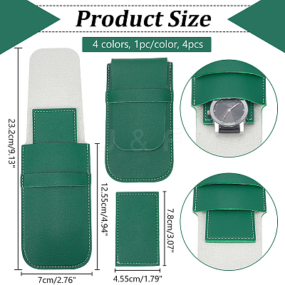 4Pcs 4 Colors PU Leather Jewelry Storage Clamshell Bags ABAG-NB0002-06-1