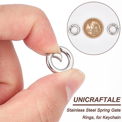 4Pcs Smooth 304 Stainless Steel Spring Gate Rings STAS-UN0041-72-1
