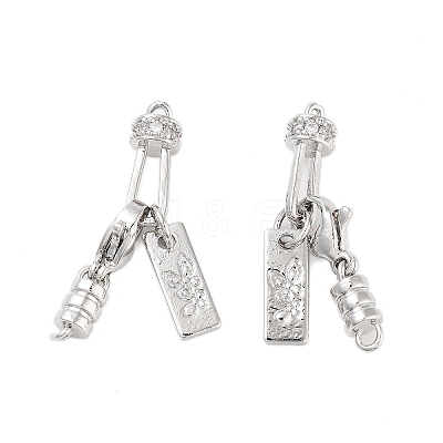 Brass Micro Pave Clear Cubic Zirconia Lobster Claw Clasps KK-Z059-14P-1