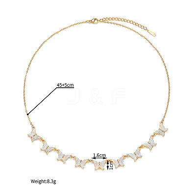 304 Stainless Steel Crystal Rhinestone Butterfly Multi-Pendant Necklaces for Women WG50282-01-1