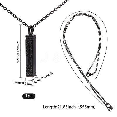 304 Stainless Steel Rectangle with Tree of Life Pendant Urn Ashes Necklaces NJEW-WH0036-030EB-1