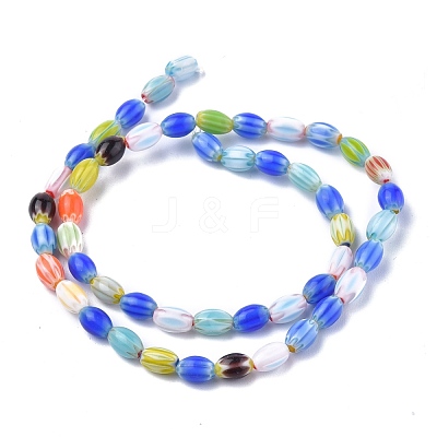 Oval Handmade Millefiori Glass Beads Strands LK-R004-85-1