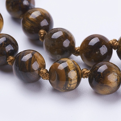Natural Tiger Eye Beaded Necklaces NJEW-P202-36-A31-1