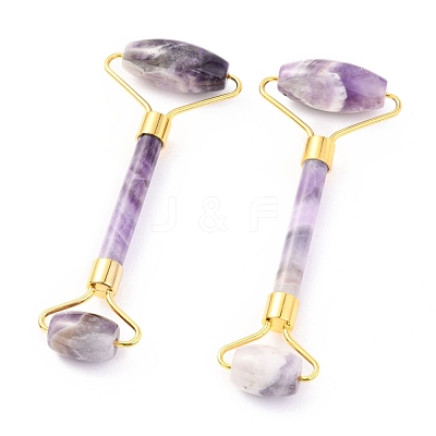 Natural Amethyst Brass Face Massager MRMJ-G009-47G-1