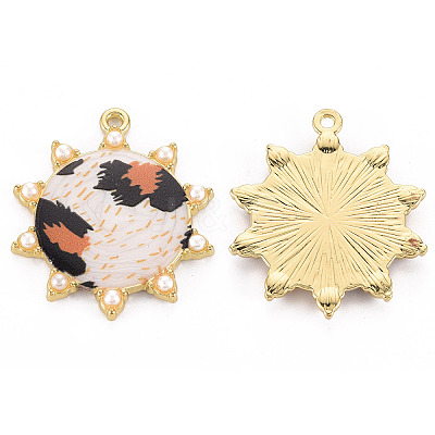 Rack Plating Printed Alloy Pendants ENAM-Q445-010C-NR-1