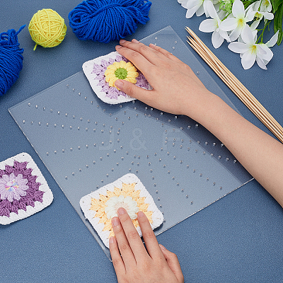 Square Acrylic Crochet Blocking Board TOOL-WH0125-68-1