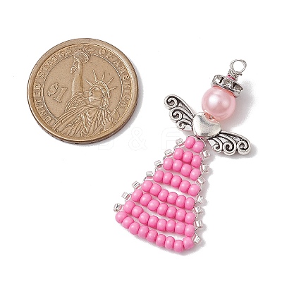 Glass Seed Beads Pendants PALLOY-MZ00381-01-1
