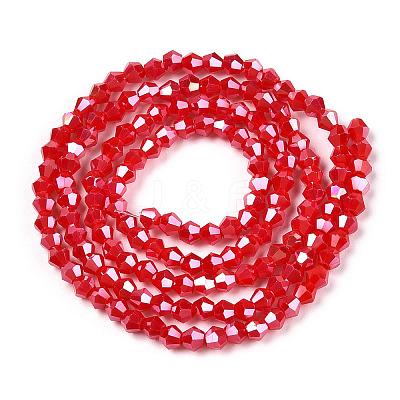 Opaque Solid Color Electroplate Glass Beads Strands EGLA-A039-P2mm-A02-1