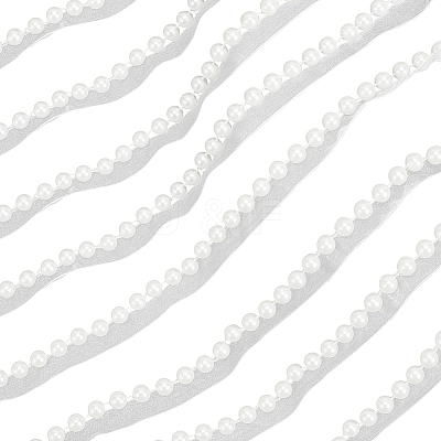 5Yards Polyester with Plastic Pearl Ribbon OCOR-CY0004-14B-1