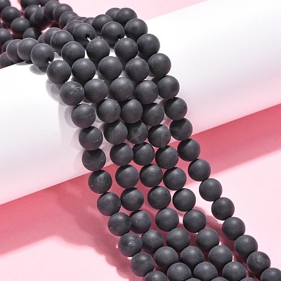 Dyed & Heated Natural Black Agate Beads Strands G-H1617-1