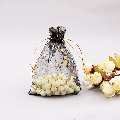 Rectangle Organza Drawstring Bags CON-PW0001-056A-08-1