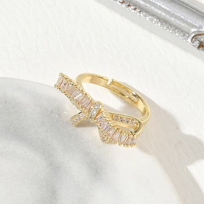 Brass & Clear Cubic Zirconia Finger Rings CU-CBA7E55-08G-1