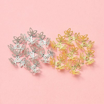 600Pcs 2 Colors Plated Iron Fancy Bead Caps IFIN-YW0003-15-1