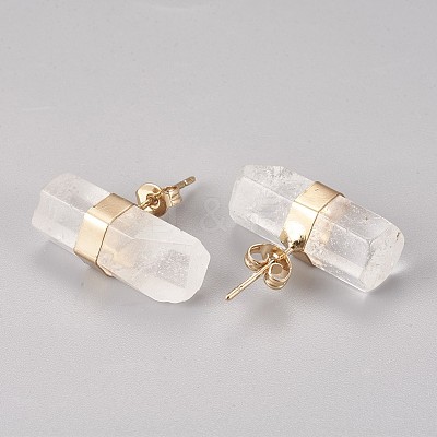 Natural Quartz Crystal Stud Earrings EJEW-I212-F-02G-1