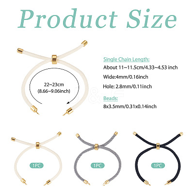 3Pcs 3 Colors Round Nylon Twisted Cord Slider Bracelet Making MAK-TA0001-32-1