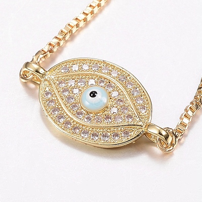 Adjustable Brass Micro Pave Cubic Zirconia Bolo Bracelets BJEW-J180-14G-1