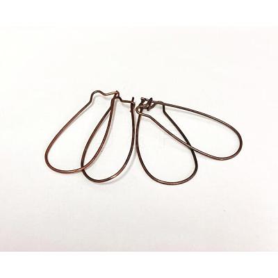 Red Copper Brass Hoop Earrings Findings Kidney Ear Wires Making Findings X-EC221-R-1