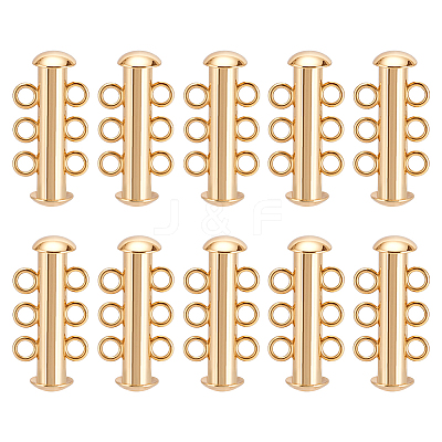 10Pcs Tube Brass Slide Lock Clasps KK-GA0002-44-1