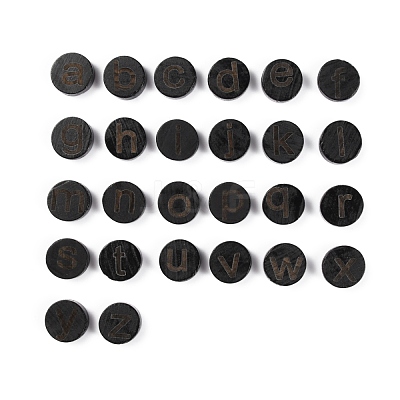26Pcs 26 Style Flat Round with Letter Wooden Cabochons WOOD-WH0024-97-1