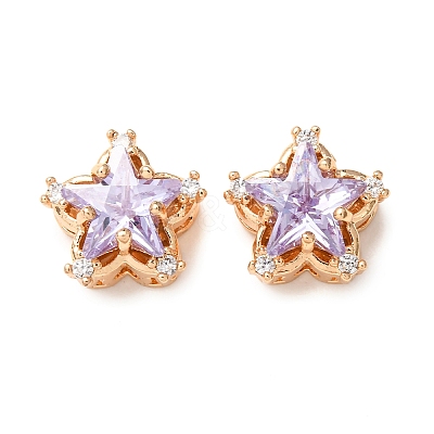 Brass Micro Pave Lilac Cubic Zirconia Beads CU-CBAEC99-34G-02-1