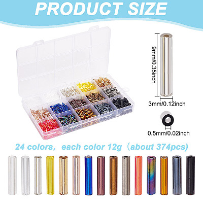 2250Pcs 15 Colors Glass Bugle Beads SEED-GO0001-06-1