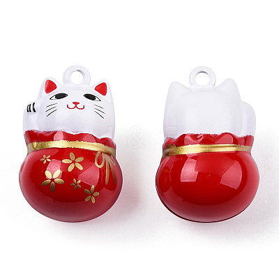 Baking Paint Brass Bell Pendants KKB-S002-010C-1
