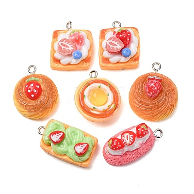 Strawberry Theme Opaque Resin Imitation Food Pendants RE-CBABBAC-01-1