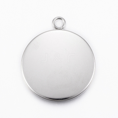 Tarnish Resistant 304 Stainless Steel Pendant Cabochon Settings STAS-E146-18P-25mm-1