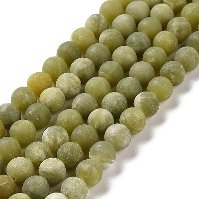 Round Frosted Natural TaiWan Jade Bead Strands X-G-M248-8mm-02-1