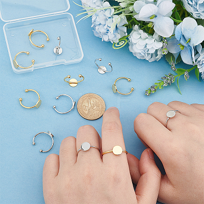 12Pcs 2 Colors Brass Open Cuff Ring Findings KK-UN0001-28-1