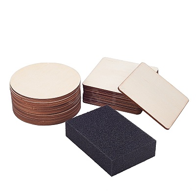 Wood Cabochons and Sponge Scouring Pads WOOD-PH0008-47-1