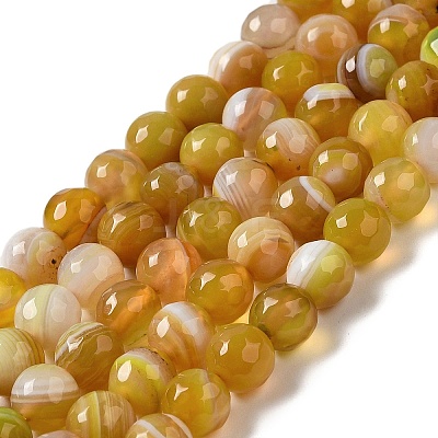 Natural Striped Agate/Banded Agate Beads Strands G-A246-6mm-15-1