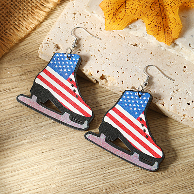 American Flag Independence Day Wood Dangle Earrings and Accessories PL5125-2-1