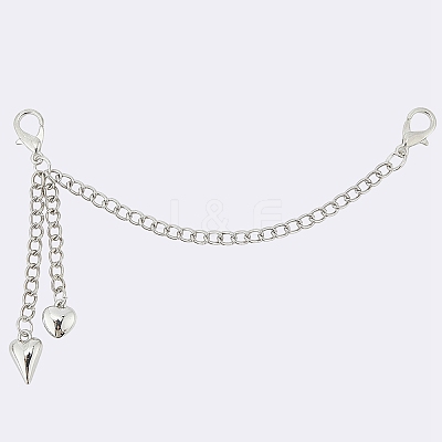 2Pcs Alloy Curb Chain & Heart Boot Strap Chains FIND-CP0003-35-1