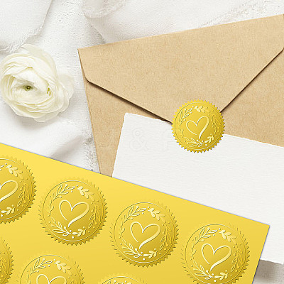 12 Sheets Self Adhesive Gold Foil Embossed Stickers DIY-WH0451-031-1