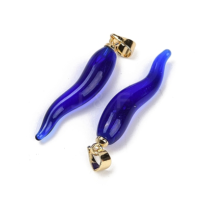 Handmade Lampwork with Brass Pendants KK-Q095-02B-01-1