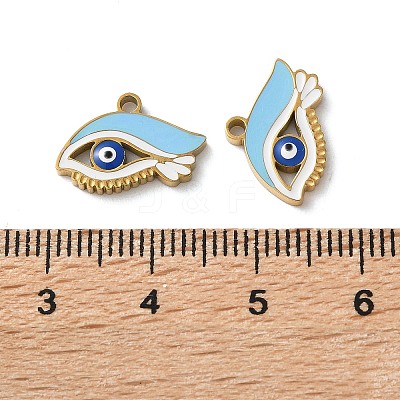Evil Eye Themes 304 Stainless Steel Enamel Pendants STAS-B100-02G-04-1