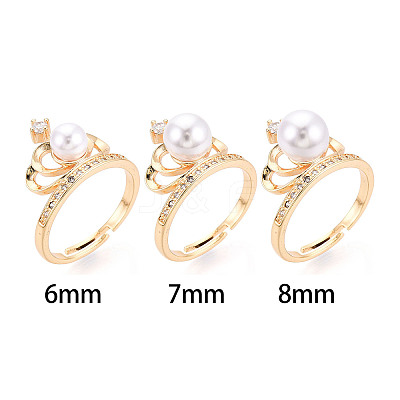 Crown Brass Micro Pave Clear Cubic Zirconia Adjustable Ring Settings KK-T076-29G-1