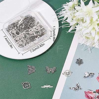 72Pcs 9 Styles Tibetan Style Zinc Alloy Connector Charms TIBE-SC0001-79-1