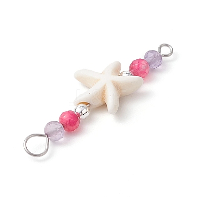 4Pcs 4 Colors Summer Beach Dyed Synthetic Turquoise Connector Charms PALLOY-JF03747-03-1