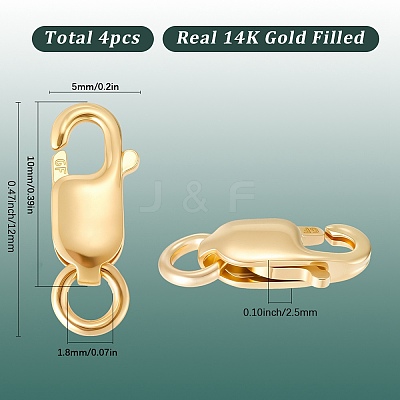 4Pcs 1/20 14K Gold Filled Lobster Claw Clasps FIND-SC0020-13B-1