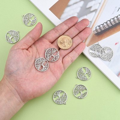 Eco-Friendly Rack Plating Brass Tree of Life Pendants X-KK-I606-41P-NR-1