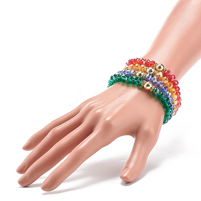 4Pcs 4 Style Glass & Rhinestone Beaded Stretch Bracelets Set for Women BJEW-JB08803-1